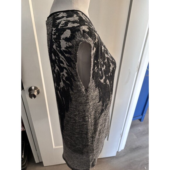 Rock & Republic Studded Angel Wings Y2K Sweater Tank Silver Metallic Knit Hi Low - Picture 4 of 7